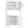 Rovaurx 70.9" Modern Kitchen Hutch with Microwave Shelf, Tall Floor Cabinet with Drawers and Doors, White KBG002WE