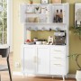 Rovaurx 70.9" Modern Kitchen Hutch with Microwave Shelf, Tall Floor Cabinet with Drawers and Doors, White KBG002WE