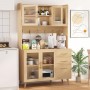 Rovaurx 70.9" Kitchen Pantry Cabinet with Microwave Shelf, Acrylic Glass Hutch with Charging Station, Tall Floor Cupboard with Drawers and Doors, Natural KBG002MCE