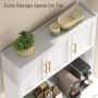 Rovaurx 70.9" Modern Kitchen Hutch with Microwave Shelf, Tall Floor Cabinet with Drawers and Doors, White KBG002WE