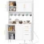 Rovaurx 70.9" Modern Kitchen Hutch with Microwave Shelf, Tall Floor Cabinet with Drawers and Doors, White KBG002WE