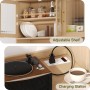 Rovaurx 70.9" Kitchen Pantry Cabinet with Microwave Shelf, Acrylic Glass Hutch with Charging Station, Tall Floor Cupboard with Drawers and Doors, Natural KBG002MCE